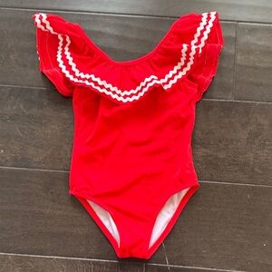 Janie and Jack Vibrant Red Ruffle One Piece Swimsuit